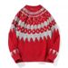 Workwear American Retro Heavy Icelandic Men's Round Neck Fair Isle Jacquard Lazy Style Knitted Sweater Autumn Winter_viptrois.com