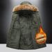 Winter Men's Velvet Thickened Cotton-padded Clothes, Medium And Long Loose Coats, Removable Caps, Windproof And Warm, Middle-aged Men's Cotton Clothes_viptrois.com