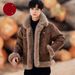 Men's Clothing Warm Coat Fur And Leather One Piece Large Fur Collar Lapel Velvet Jacket Casual Fashion Cotton Coat Warm_viptrois.com