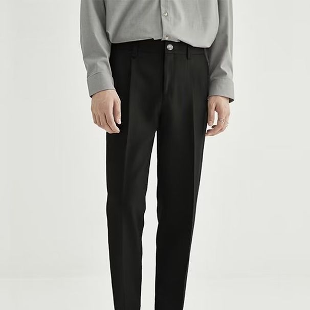 Men's Clothing Spring And Summer Drape Design Trousers Men's Nine Point Trousers Straight Loose Trousers Men's Light Business Drape Casual Trousers_viptrois.com