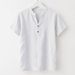 Summer European And American Men's Casual Loose Shirts, Trendy Stand-up Collar Linen Short-sleeved Solid Color Shirts, Plus-size Men's Wear_viptrois.com