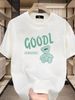 【DORAE】2026 Breathable T-shirt (Eco Cotton) Navy (3D "GOODL Bear" Print & Mint Green Accent) – Pioneer Style For Weekend Getaway_viptrois.com