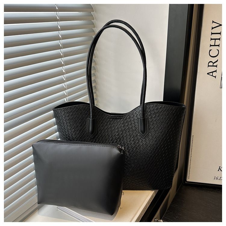 Women's Bags Casual Commuting New Two Piece Mother And Child Solid Color Texture Popular One Shoulder Underarm Tote Bag Female_viptrois.com