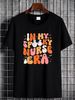 Groovy In My Spooky Nurse Era Halloween Nursing T-Shirt Top For Everyday Wear Women Top Graphic Tees Streetwear Graphic Unisex Summer Stretched Comfortable Soft Stylish Women Fashion Print Round Neck Short Sleeve Breathable Casual Versatile_viptrois.com