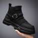 Men's Classic High-Top Martin Boots - Waterproof PU Leather, Slip-Resistant Rubber Sole, Comfortable Cushioning & Height Increase (3-5cm) - Casual_viptrois.com
