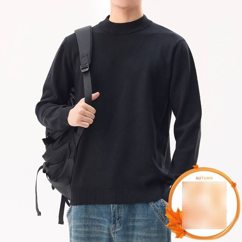 "Men's Classic Round Neck Wool Sweater – American-Style Solid Color Pullover For Autumn & Winter"_viptrois.com