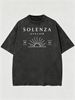 Vintage Washed Double-Sided Print Line Sunrise Sun Rays Letter Slogan Heavyweight 230g Cotton Men's LA Street Tee_viptrois.com