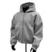 Grey Hooded Zipper Sweatshirt Men's Spring And Autumn Trendy Brand Loose Cardigan Top Jacket_viptrois.com
