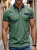 Men's Clothing Short Sleeved Elastic Denim Polo Shirt Men's Lapel T Shirt Slim Fit Top_viptrois.com