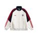 Popular 2026 Spring New Contrasting Color Embroidered Stand-up Neck Cardigan Sweater Men's And Women's Trendy Brand Loose Casual Jacket_viptrois.com