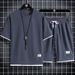Men's Clothing Waffle Casual Suit Ice Silk Short Sleeved T Shirt Set With Handsome Large Size Sports Suit_viptrois.com