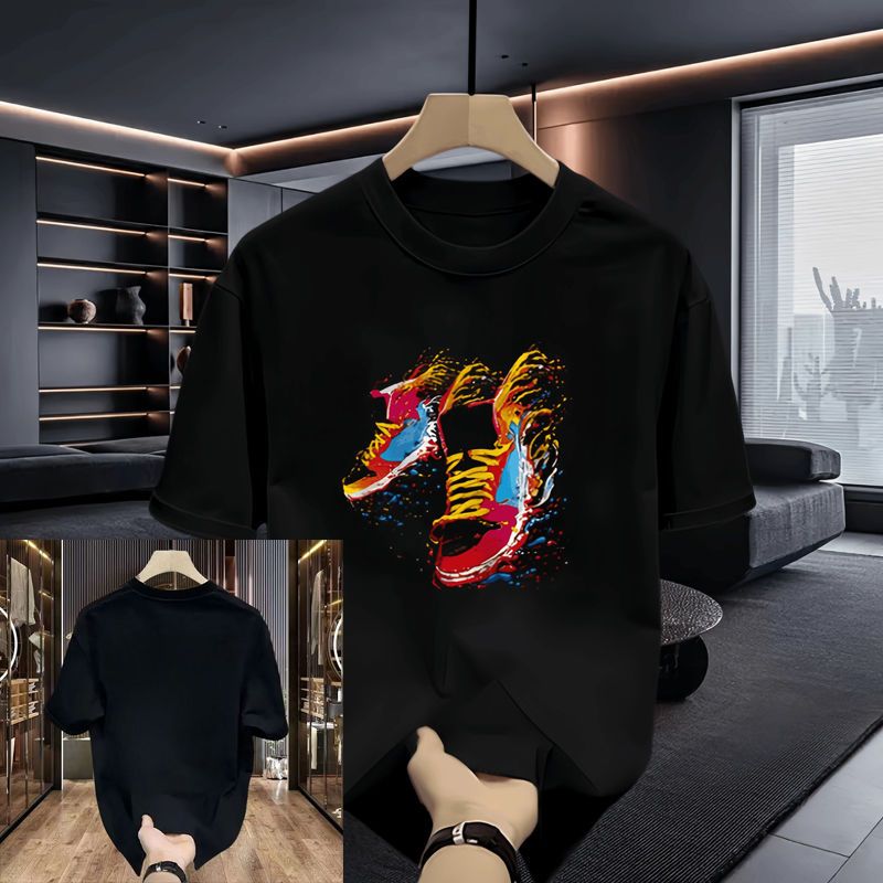 American Summer New Men's Short-sleeved T-shirt Teen Crew Neck Pure Cotton Trendy Men's Half-sleeved Top Ins_viptrois.com