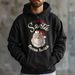Pure Men's Street Style Black Loose Fit European Size Regular Shoulder Hooded 2025 Trendy Santa Claus Sweatshirt_viptrois.com
