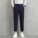 Men's Clothing Men's Ice Silk Nine Point Small Suit Trousers Summer Thin Simple Straight Suit Trousers Advanced Drape Nine Point Casual Trousers_viptrois.com