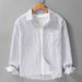 Autumn Men's Striped Simple Long Sleeved Shirt, Classic Casual Loose And Trendy Youth Versatile Men's Shirt_viptrois.com