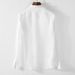Men's Clothing Fashion Casual Linen Shirt Stand Collar Slim Fit Solid Color Splicing Long Sleeve Cotton And Linen Shirt_viptrois.com
