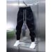 Men's Clothing Casual Jogger Pants With Elastic Waist & Drawstring Cuffs - Striped Slim-Fit Sweatpants For Spring & Autumn (Black/Green)_viptrois.com