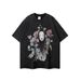 High Street Dark Style Oversize Vintage Washed Short T-Shirt For Men And Women Couples National Trend Half Sleeve Tee_viptrois.com