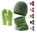 Warm knit hat set Men's and women's double-layer winterproof plus fleece hat bib gloves three-piece winter set_viptrois.com