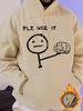 Men's Autumn And Winter Casual And Fashionable Loose Hooded Sweatshirt Figure Saying Plz Use Print Warm Long Sleeved Pullover_viptrois.com