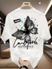 【DORAE】2026 Cotton T-shirt (Combed Cotton) Navy ("Grunge Butterfly" Print & Color-Splash Accent) – Aesthetic Casual Style For Urban Commute_viptrois.com