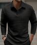 Men's Slim Fit Long Sleeve Polo Shirt With Textured Knit Fabric, Breathable & Machine Washable For Casual & Sporty Look_viptrois.com