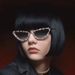 Small luxury cat eye diamond sunglasses for women ins high end catwalk party silver metal frame butterfly sunglasses_viptrois.com