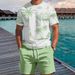 Men's Clothing Short Sleeved Shorts Fashion Casual Men's Short Sleeve T-Shirt & Shorts Set - Tropical Palm Tree Print Beach Vacation Outfit For Summer_viptrois.com