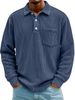 Men's Corduroy Polo Shirt – Slim Fit Long Sleeve Casual Shirt With Striped Texture (Breathable Polyester, Versatile Layering For Urban)_viptrois.com