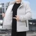 Men's Plush Cotton Winter Coat – Stand Collar Lambskin-Look Jacket (Black/Gray/Khaki, Thick Warm Casual Outerwear)_viptrois.com