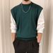 Men's Clothing Autumn And Winter New Fake Two Piece Black Sweater Men's College Style Knitted Sweater Boys Lazy Style Men's Clothing Trend_viptrois.com