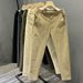 Men's Washed Pure Cotton Stretch Casual Trousers Spring Autumn Style Commuter Tapered Elastic Waist Straight Loose Fit_viptrois.com