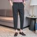Summer Men's Casual Cropped Trousers Solid Color Slim Fit Versatile Light Business Casual Bottoms for Men_viptrois.com