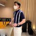 Men's Clothing Summer New Short Sleeved Sweater Men's Vertical Striped Ice Silk Business Shirt_viptrois.com
