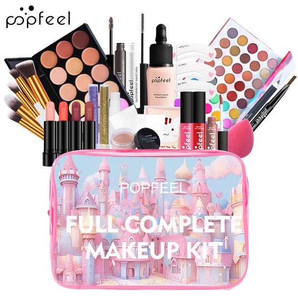 POPFEEL Full Set Beginners - Eyeshadow Palette, Lipsticks & Natural Beauty Essentials For Light Makeup_viptrois.com