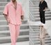 Men's Fashion Shirts And Casual Pants Two-piece Set Hot-selling Men's Clothing New Fit Trendy Solid Color Men's Fashion Suit_viptrois.com