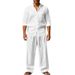 2025 Four Seasons Linen Men's Casual Set Loose Long-sleeved Long Pants Shirt Set For Men_viptrois.com