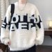 Men's Plush Mink Sweater Winter Thick Knitted Cardigan Soft Yarn Pullover With Letter Print For Teens & Youth_viptrois.com