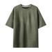 Men's Clothing New Men's Two Open Solid Color Light Plate Suede Loose Round Neck Pullover Short Sleeved T Shirt_viptrois.com