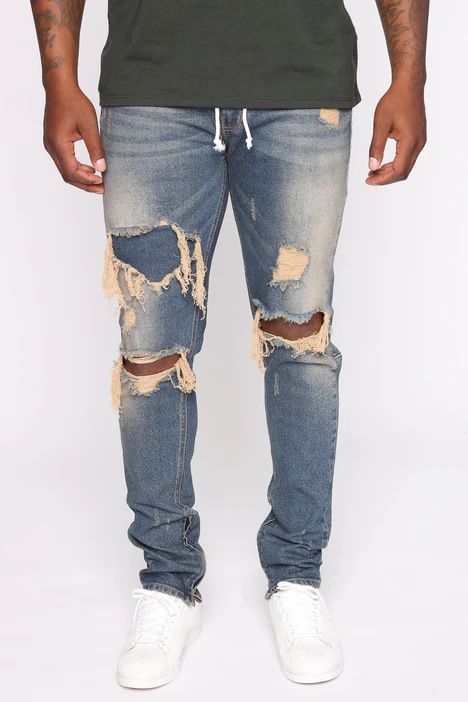 Men's Clothing high-quality men's worn-out stretch jeans skinny jeans men's jeans_viptrois.com