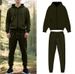 Men's Heavyweight Fleece Lined Cardigan Sweatshirt And Sweatpants Set Trendy Drawstring Hooded Zip Up Autumn Winter Clothing_viptrois.com