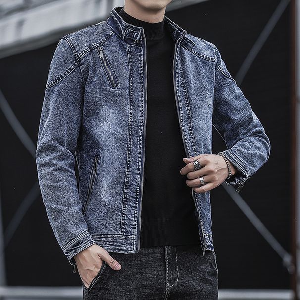 Men's Clothing New Men's Jacket Autumn and Winter Korean Style Trendy Cotton Slim Men's Retro Denim Jacket Clothes_viptrois.com