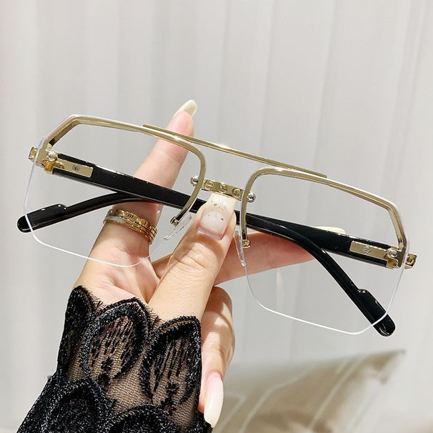 Women's Glasses driving new style trendy square large frame sunglasses for women half frame sunglasses_viptrois.com