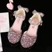 Girls High Heels Little Princess Performance Leather Shoes Silver Children's Matching Dress Middle And Large Children Catwalk Stage Crystal Shoes_viptrois.com