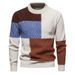 2026 High Quality Fashion Knitwear Pullovers Men Polyester Round Collar Color Mixing Long Sleeve Casual Slim Sweater_viptrois.com