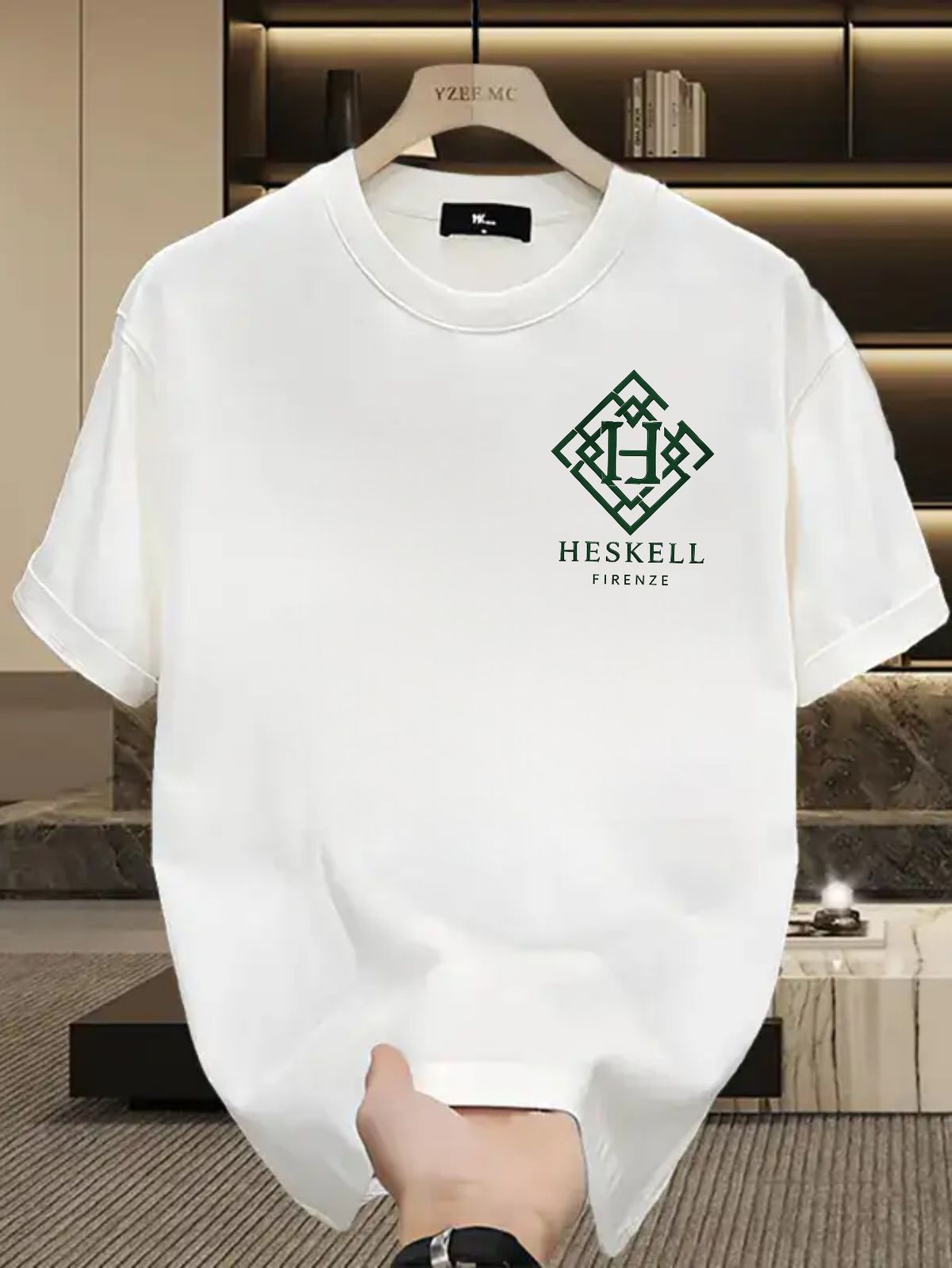 Men's Clothing Men's 100% Cotton Short Sleeve T-Shirt Geometric H Monogram Logo Trendy Brand Summer High Street Loose Fit Top Versatile Niche Style_viptrois.com