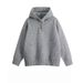 Solid Color Hooded Knitted Sweater For Men, Versatile, Trendy And Casual Design, Semi Buttoned Sweater_viptrois.com