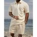 Men's 3D Casual Sports Suit Versatile Polo Shirt Short Sleeves Spring Summer Autumn Wear Black Beige Gray Khaki Loose Fit_viptrois.com