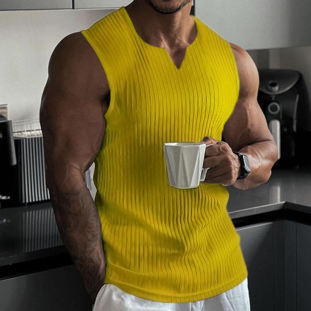 Men's Clothing Muscle Fitness Sports Leisure Sleeveless Vest Vertical Stripes Letters Fashionable Quick Drying_viptrois.com