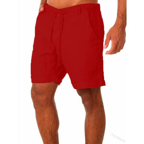 Men's Casual Drawstring Sweatpants Summer Style Solid Color Cotton Linen Five Point Shorts_viptrois.com